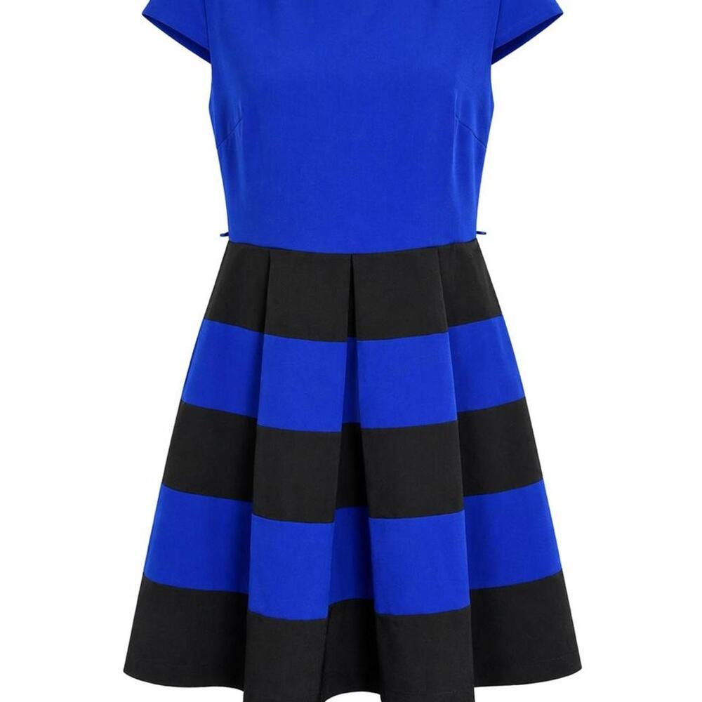 Tiana B. Blue & Black Colorblock Fit & Flare Dress Sz 16